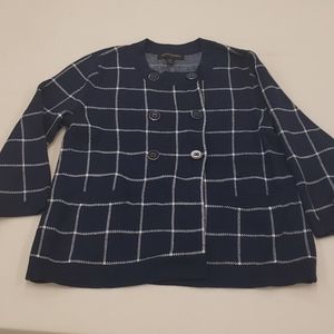Banana Republic navy plaid cardigan sweater coat